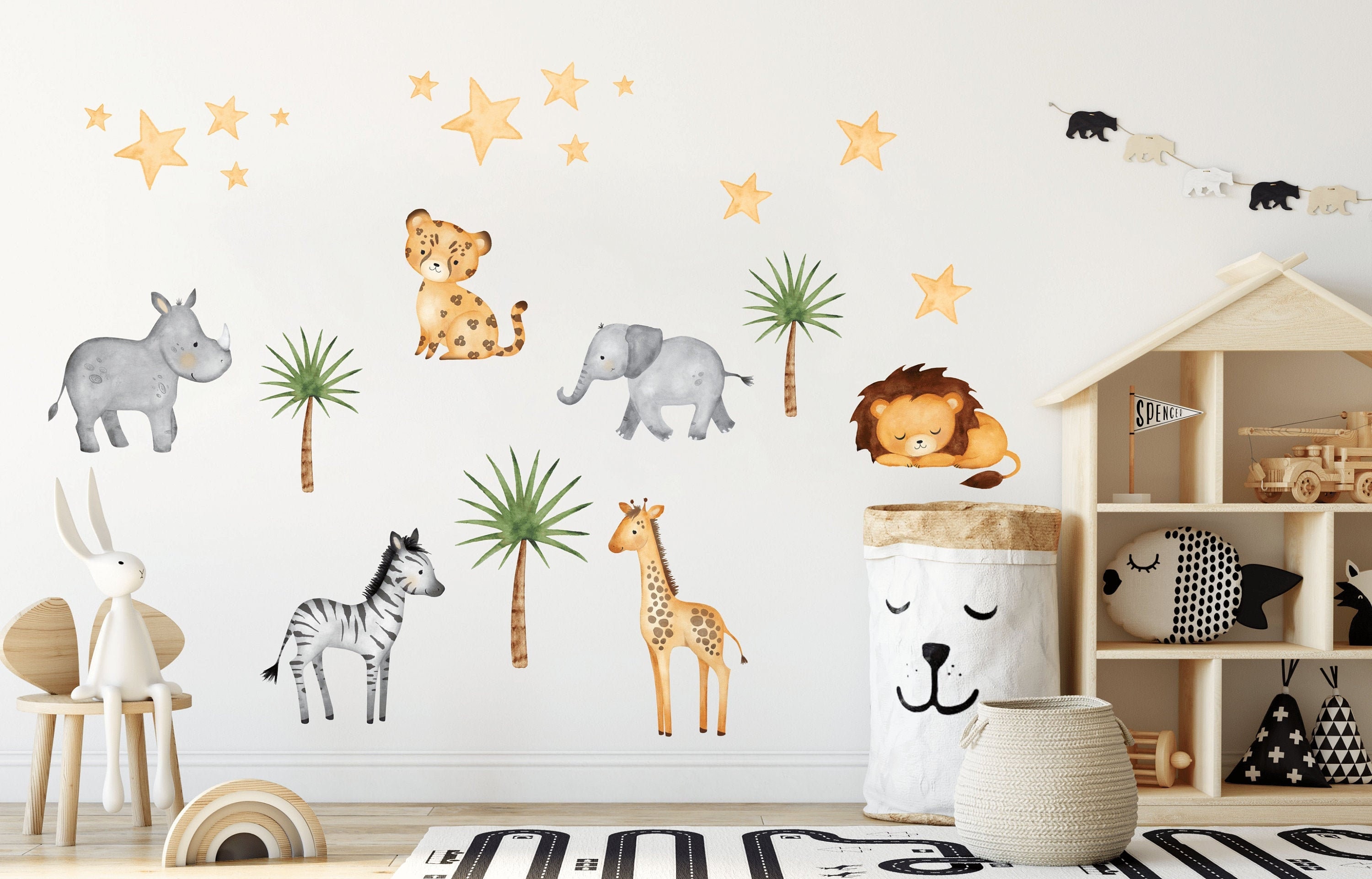 Safari Animals Nursery Wall Decal Jungle Animals Wall - Etsy
