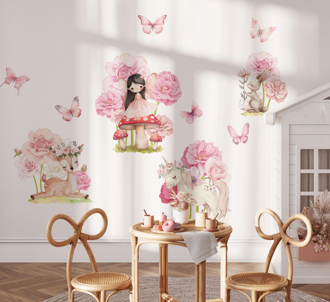 Fairy Nursery Wall Decal Princess Wall Sticker Flower Wall Decor Girls ...