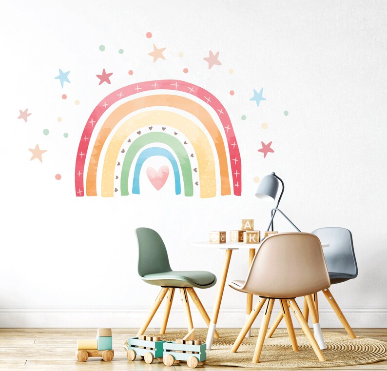 Rainbow Wall Decal Nursery Wall Decal Large Rainbow Wall Etsy