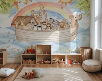 Autocollant Mural L'Arche De Noé - 30x36 Pouces - Décoration Repositionnable Pour Chambre D'enfant - Neuf Sous Film