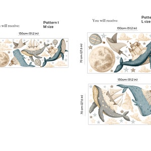 Oceaan kwekerij muur sticker, onder de zee sticker, aquarel walvis, heteluchtballonnen, kasteel muur sticker, kinderkamer decor afbeelding 2