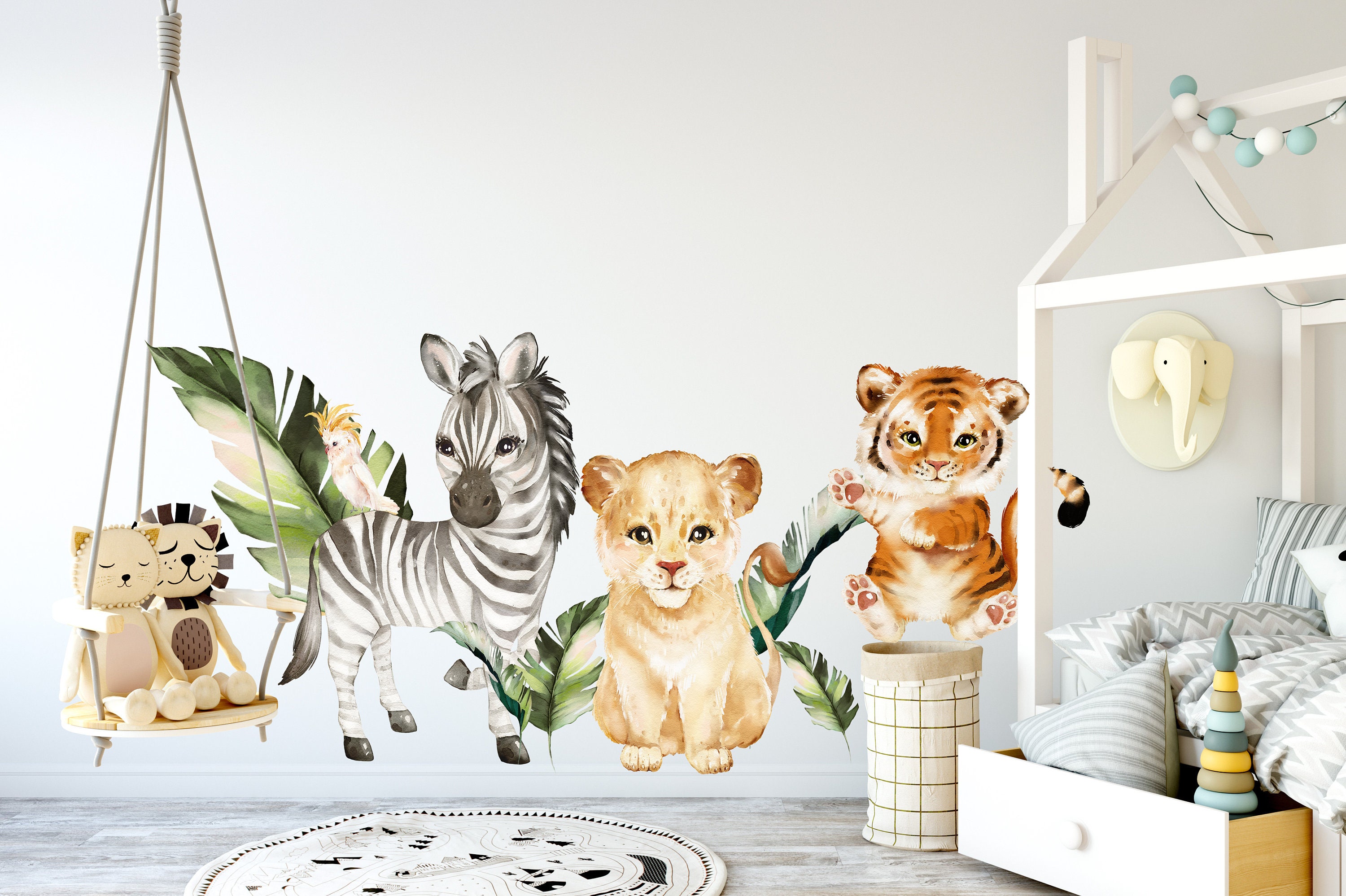 Safari Animals Nursery Wall Decal Jungle Animals Stickers | Etsy