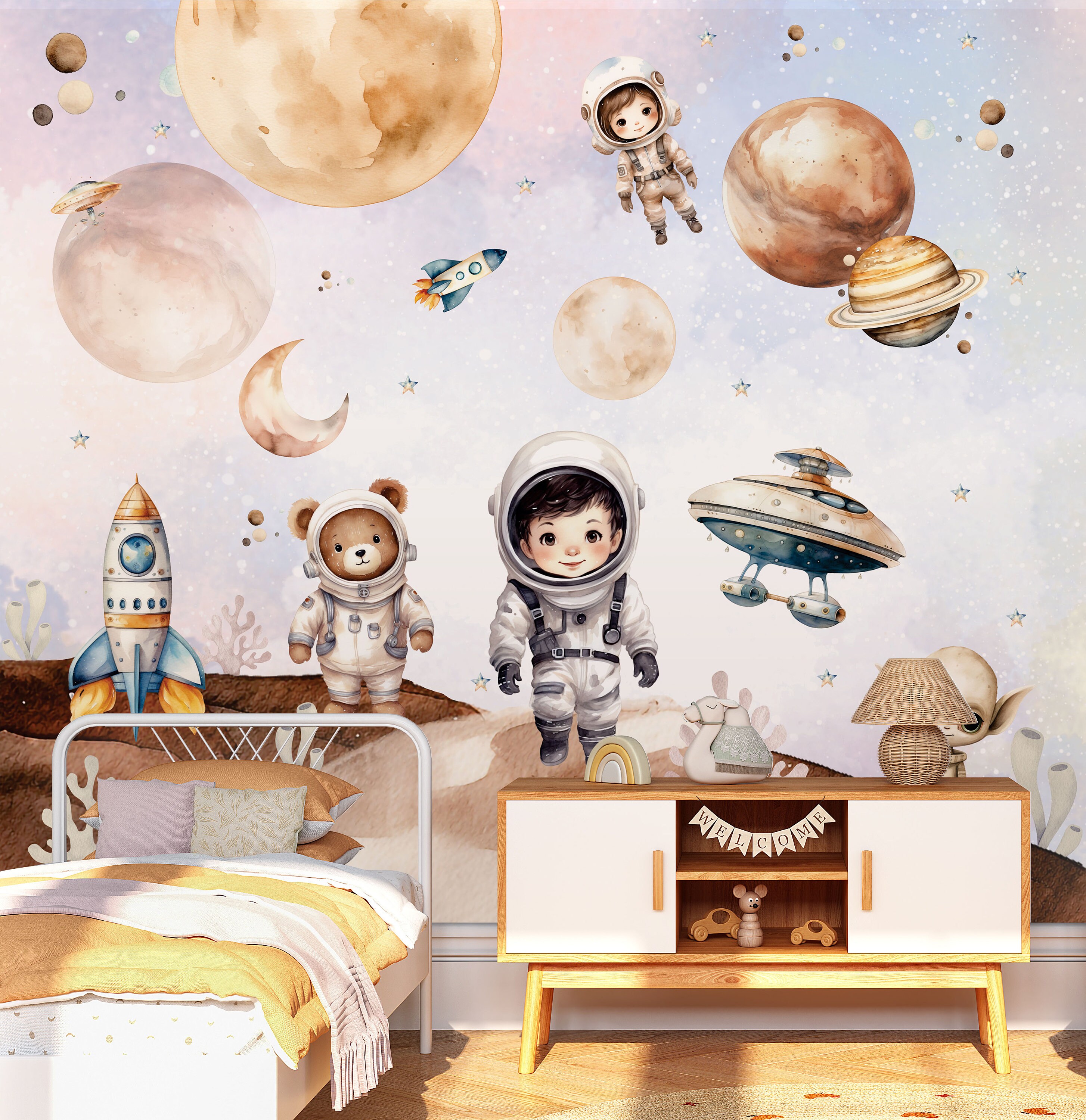 Applique murale astronaute pour chambre d'enfant, applique murale en