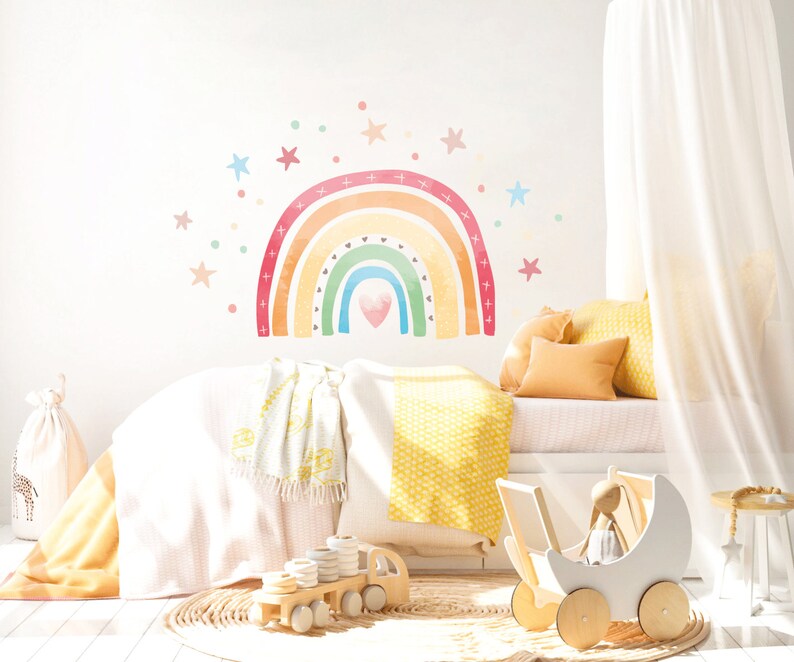Rainbow Wall Decal Nursery Wall Decal Large Rainbow Wall Etsy