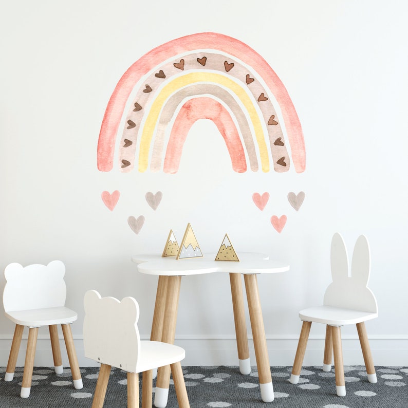 Rainbow Wall Decal Nursery Wall Decal Watercolor Rainbow Etsy