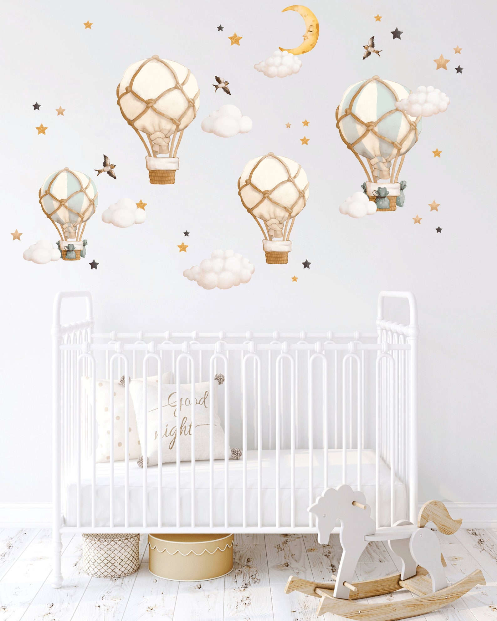 Hot Air Balloon Nursery Wall Decal, Watercolor Hot Air Balloons Wall ...