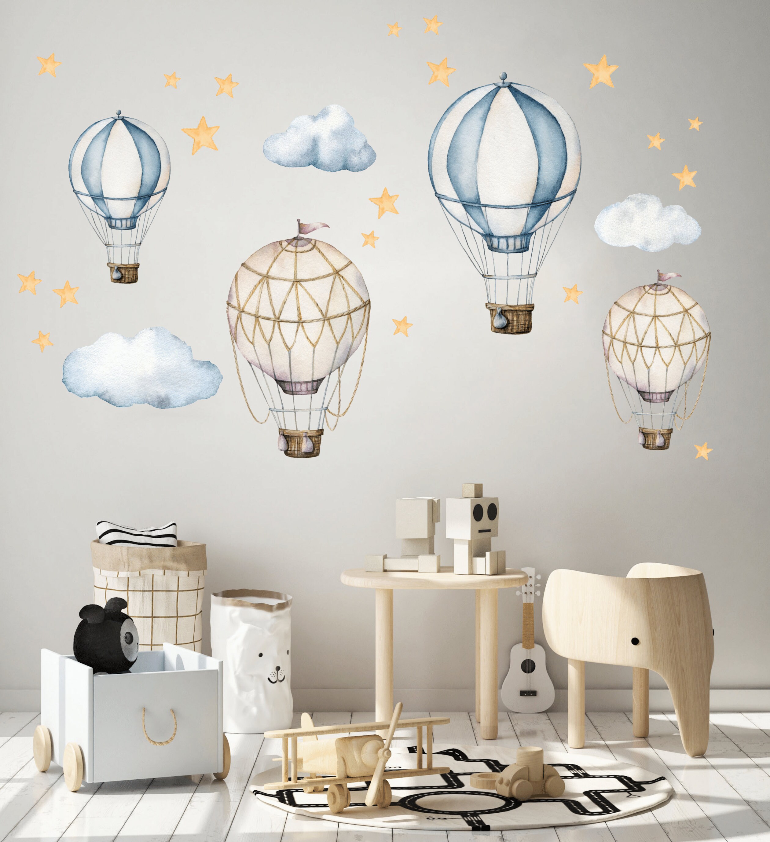 Hot Air Balloon Nursery Wall Decal, Watercolor Hot Air