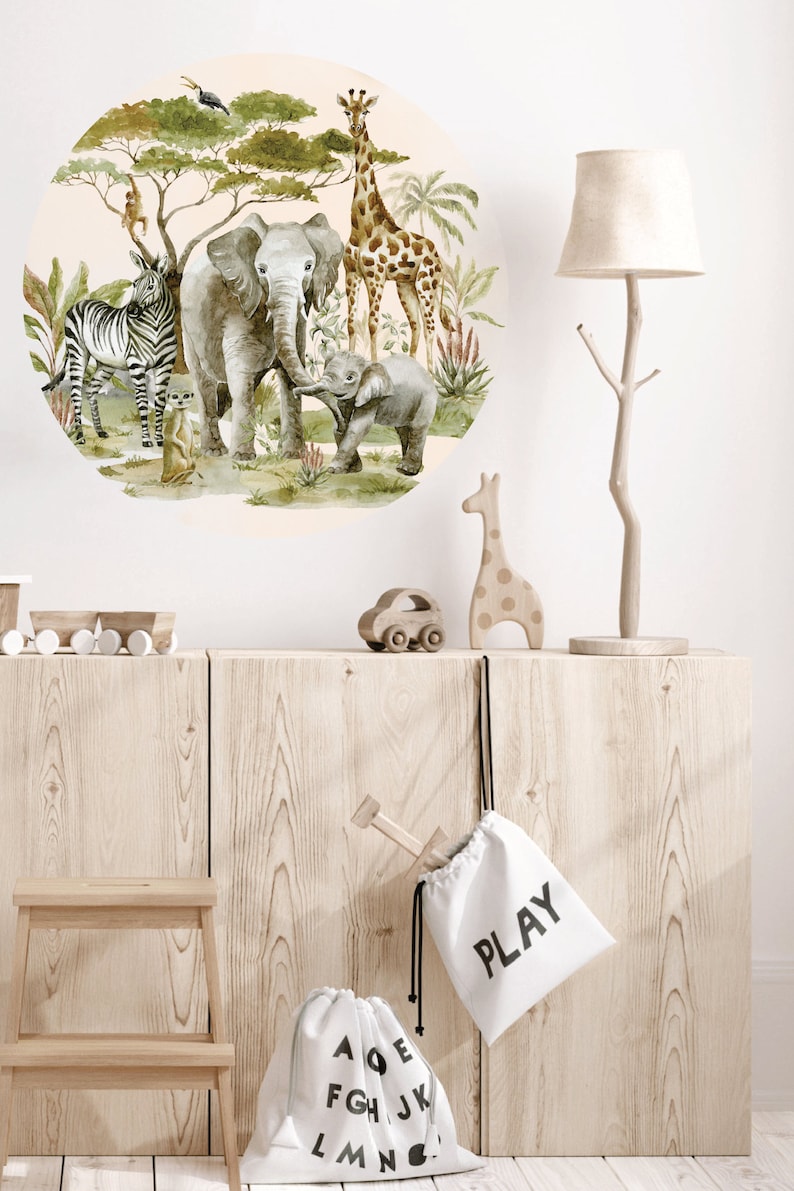 Safari Animals Wall Decal, Nursery Wall Decal, Jungle Animals, Tropical ...
