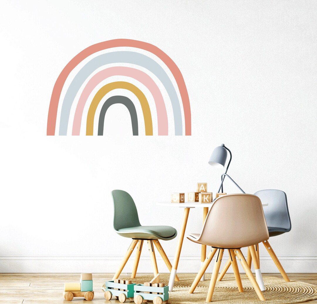 Rainbow Wall Decal, Nursery Wall Decal, Large Multi Colored Watercolor ...