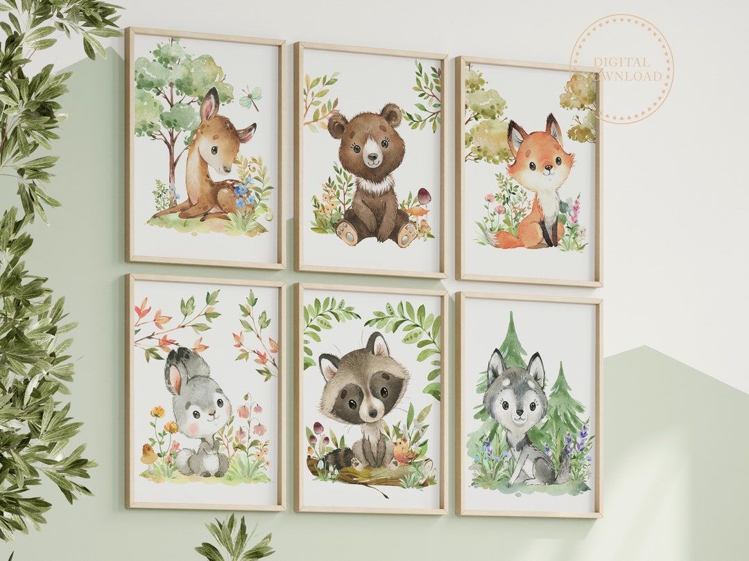 Woodland Nursery Wall Art, Baby Animal Prints, Forest Animals, DIGITAL ...