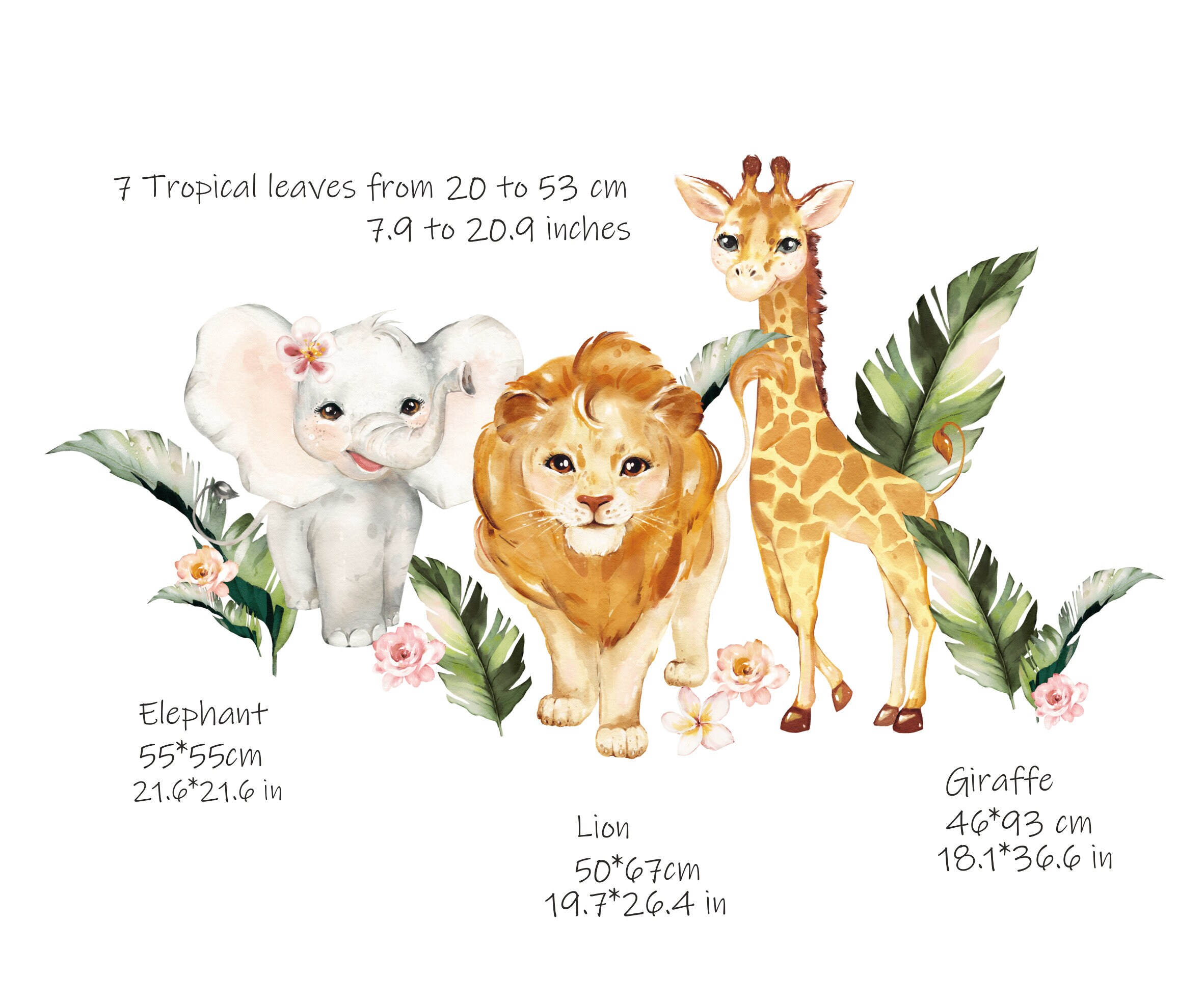 Safari Animals Nursery Wall Decal Jungle Animals Stickers - Etsy
