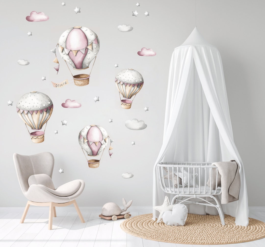 Hot Air Balloon Wall Decal, Nursery Wall Decal, Watercolor Hot Air