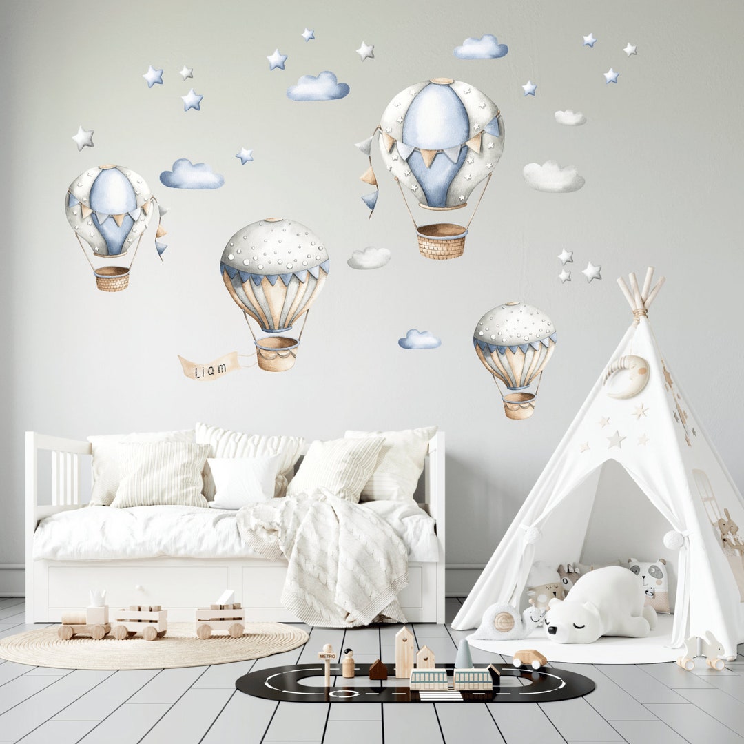 Hot Air Balloon Wall Decal, Nursery Wall Decal, Watercolor Hot Air ...