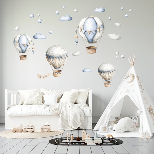 Hot Air Balloon Wall Decal Nursery Wall Decal Watercolor Hot Etsy