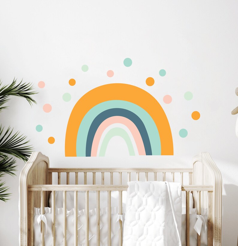Large Rainbow Nursery Wall Decal Rainbow Wall Sticker Polka Etsy