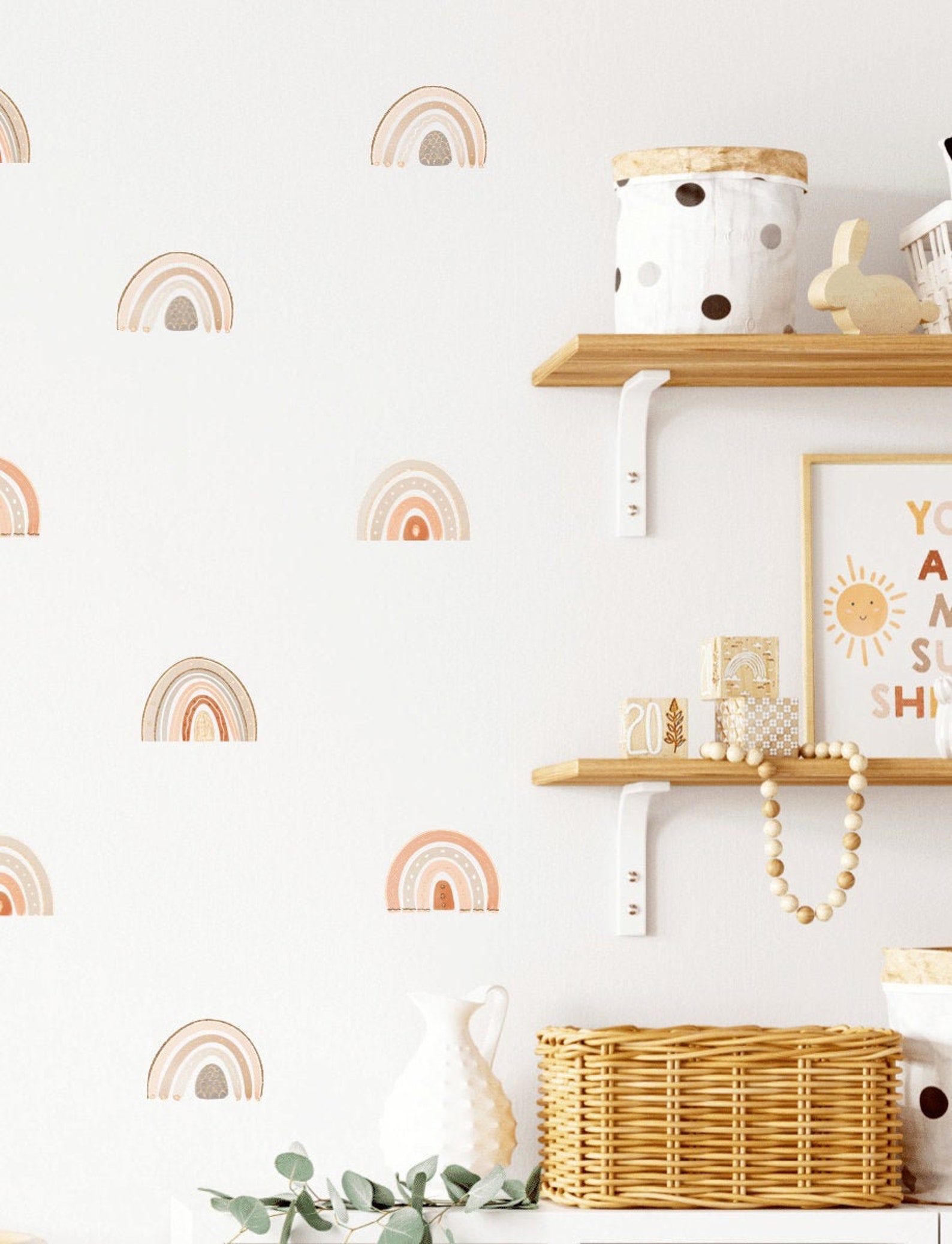 Rainbow Wall Decal, Nursery Wall Decal, Watercolor Rainbow Wall ...