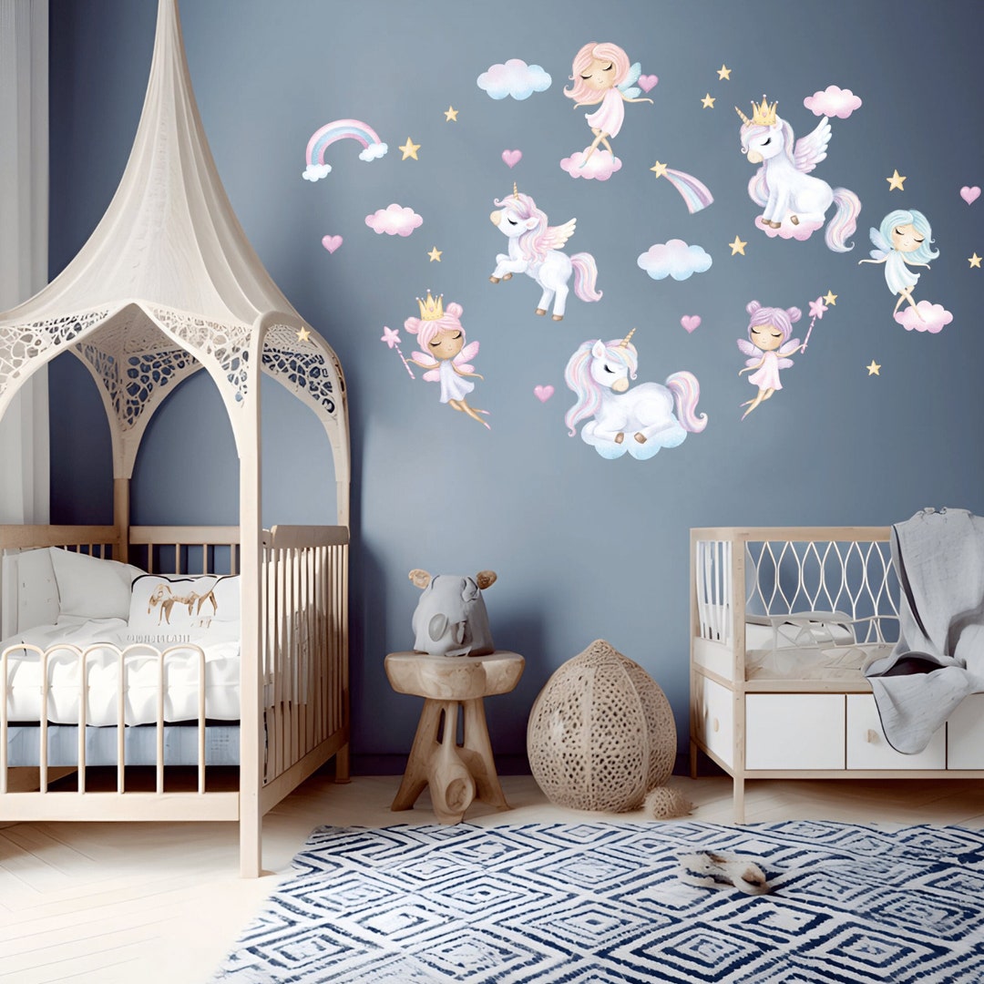 Fairy Nursery Wall Decal, Unicorn Wall Sticker, Princess Wall Decor ...