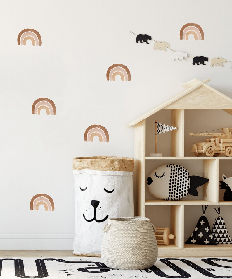 Brown rainbow wall decal Nursery wall decal Large watercolor Etsy