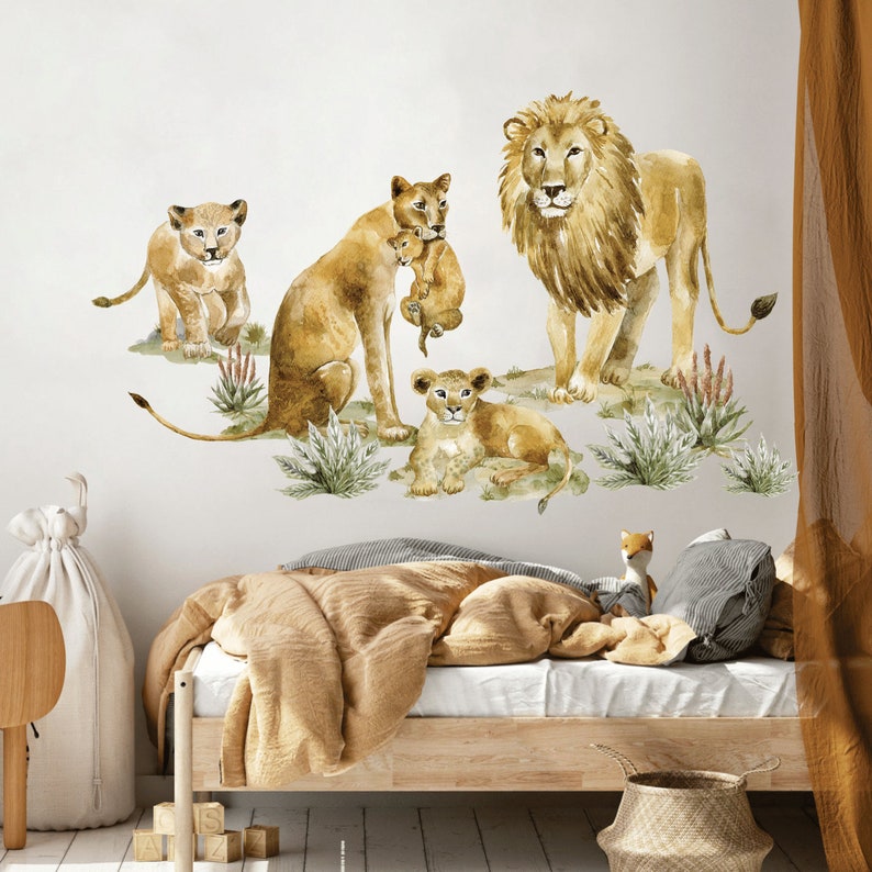 Safari Animals Wall Decal, Nursery Wall Decal, Lion Wall Sticker ...
