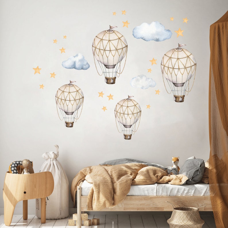 Hot Air Balloon Wall Decal Nursery Wall Decal Watercolor Hot Etsy