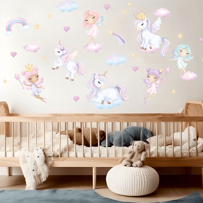 Fairy Nursery Wall Decal, Unicorn Wall Sticker, Princess Wall Decor ...