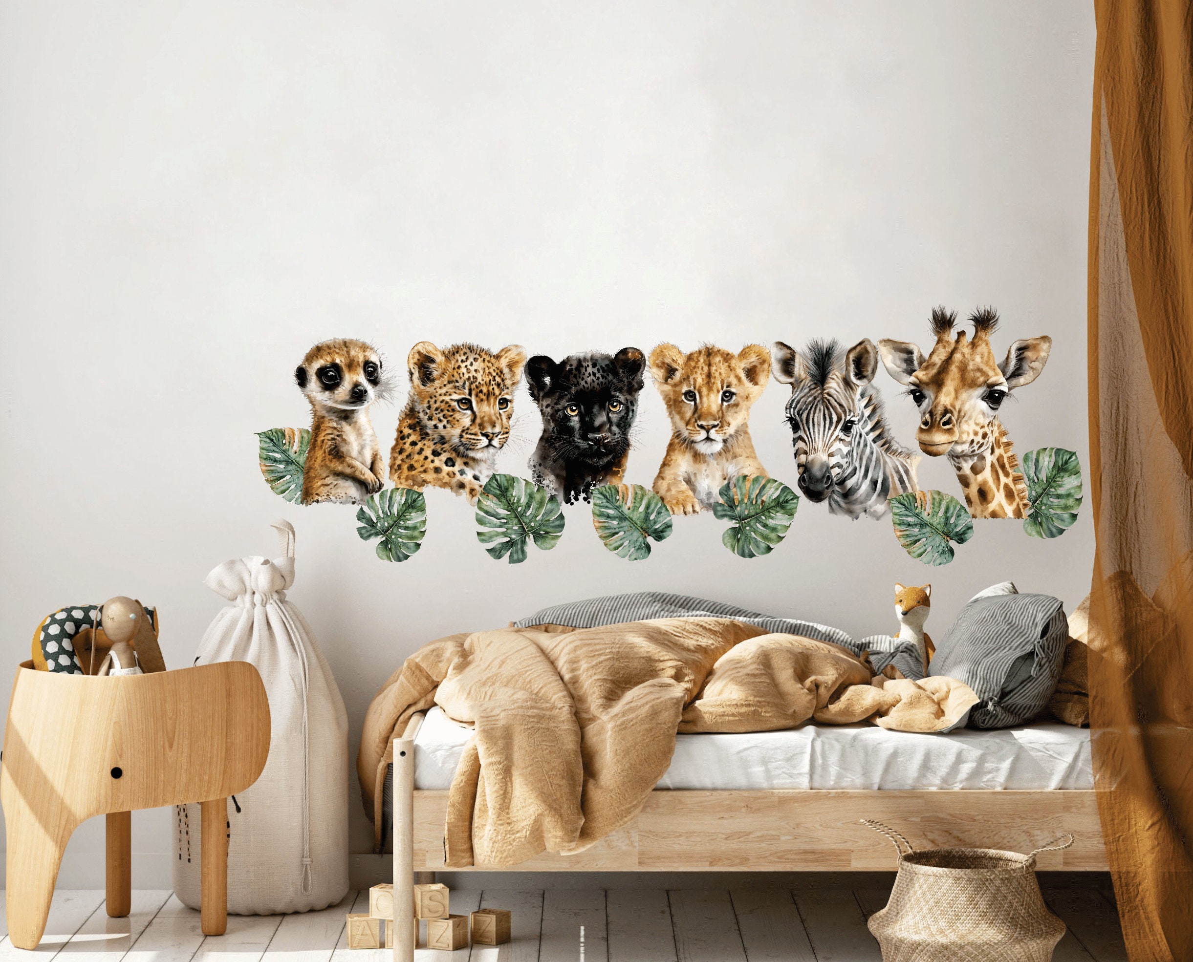Safari Animals Wall Decal, Nursery Wall Decal, Jungle Animals, Tropical ...