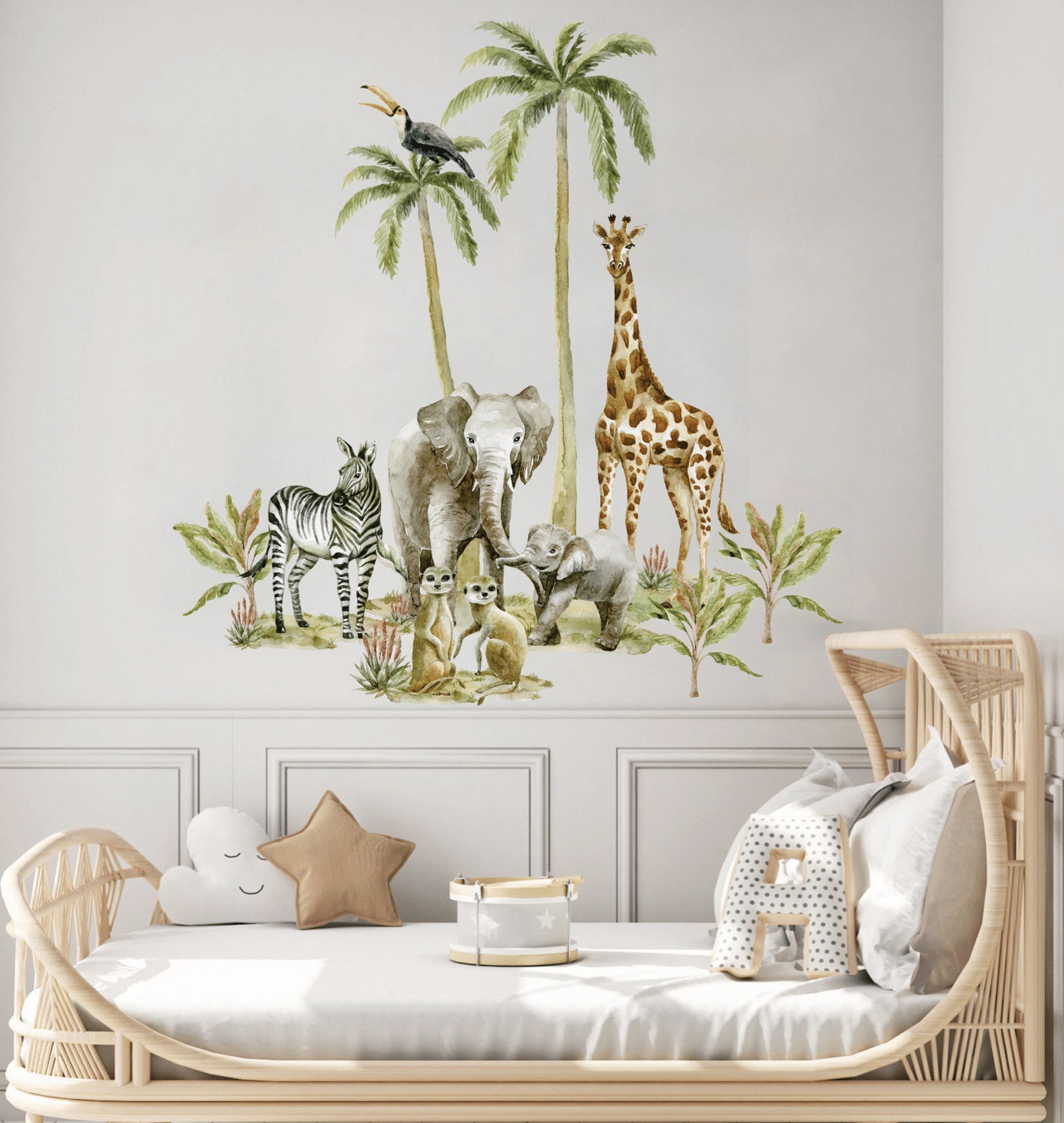 Safari Animals Wall Decal, Nursery Wall Decal, Jungle Animals, Tropical ...