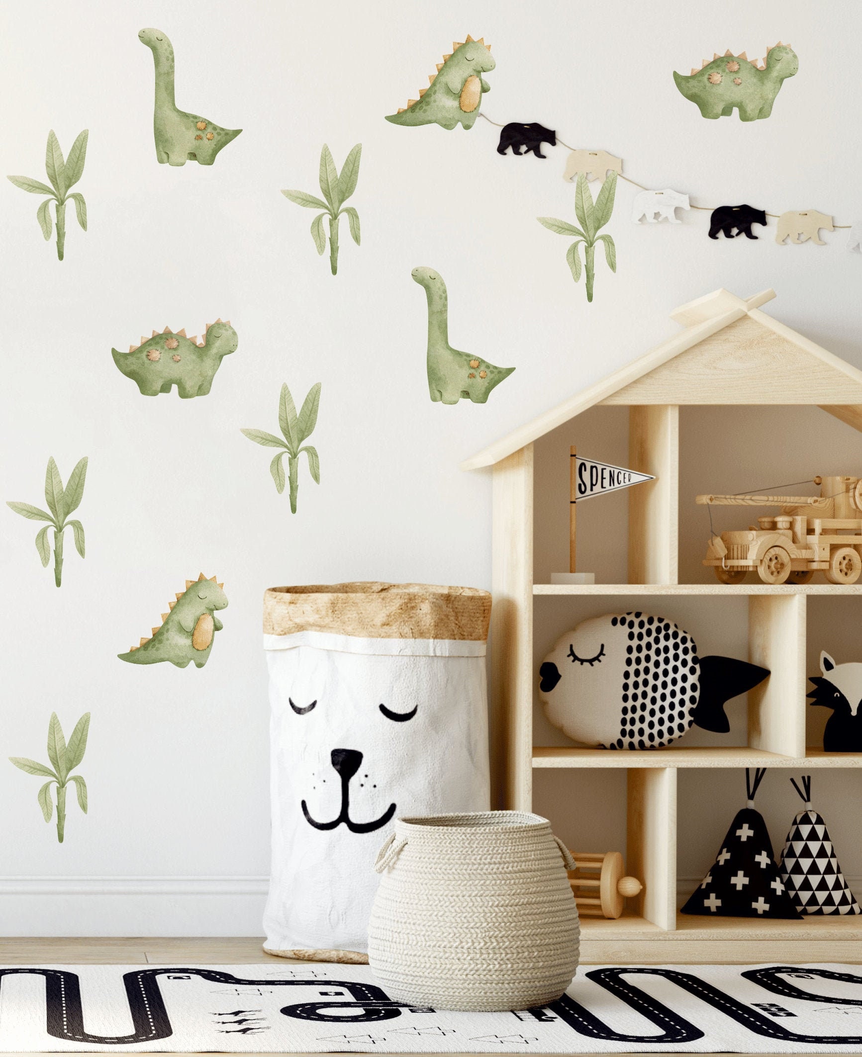 Dinosaur Wall Decal, Nursery Wall Decal, Watercolor Dinosaur Wall ...