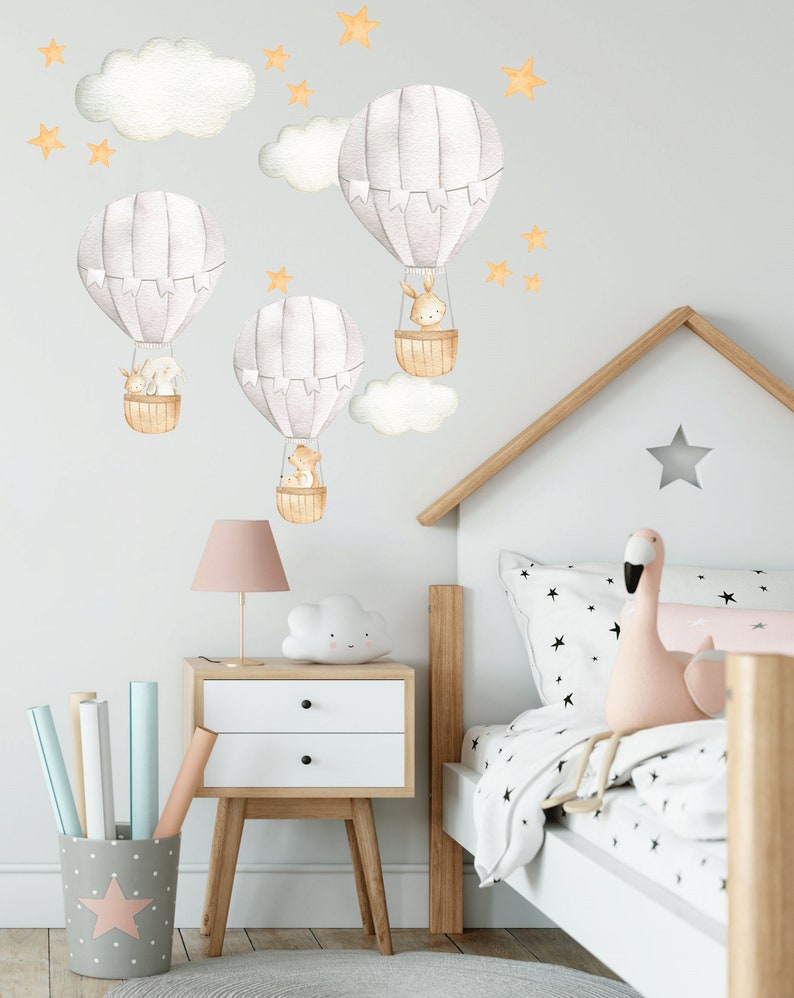 Hot Air Balloon Wall Decal Nursery Wall Decal Watercolor Hot Etsy