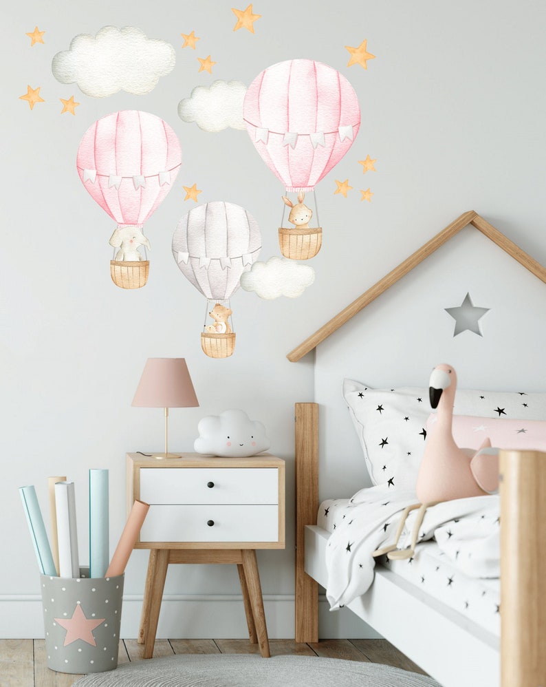 Hot Air Balloon Wall Decal Nursery Wall Decal Watercolor Hot Etsy
