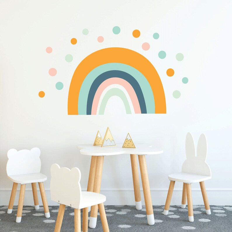 Large Rainbow Nursery Wall Decal Rainbow Wall Sticker Polka Etsy