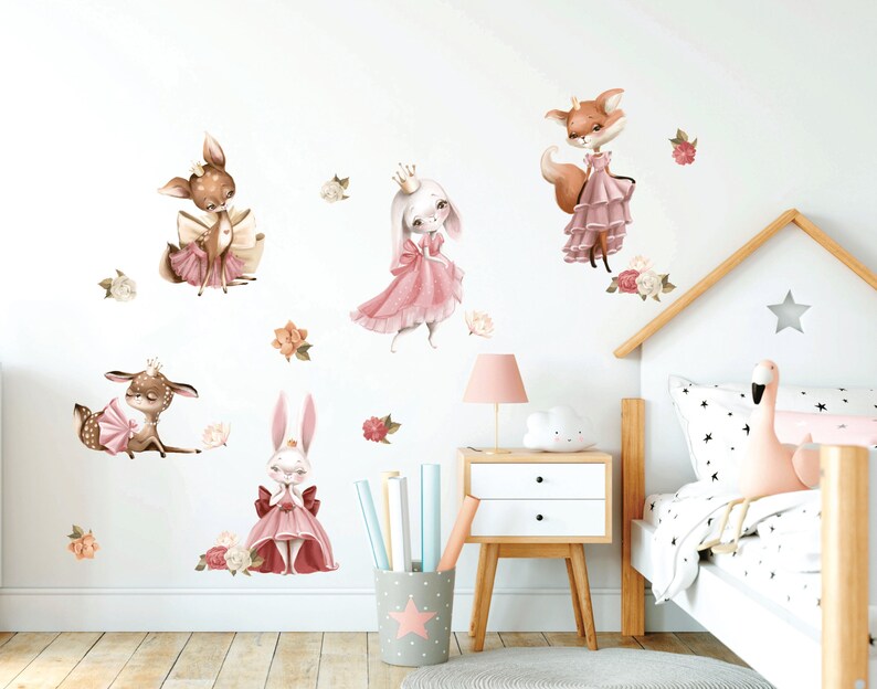 Princess Wall Decal Nursery Wall Sticker Watercolor Forest Etsy