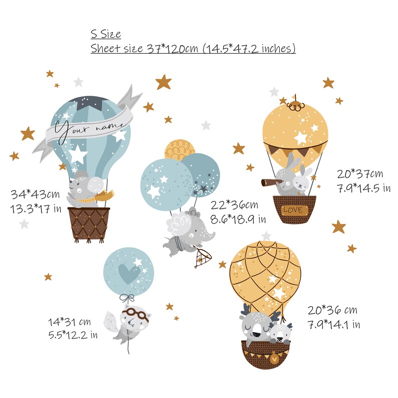 Hot Air Balloon Wall Decal Nursery Wall Decal Personalised Etsy