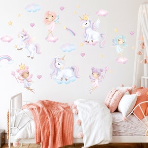 Fairy Nursery Wall Decal, Unicorn Wall Sticker, Princess Wall Decor ...