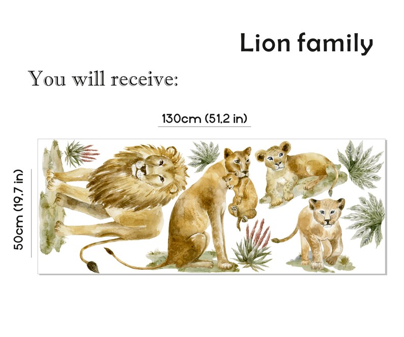 Safari Animals Wall Decal, Nursery Wall Decal, Lion Wall Sticker ...