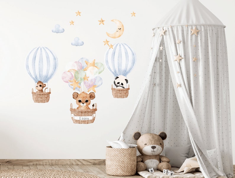 Hot Air Balloon Wall Decal Nursery Decal Personalized Name Etsy