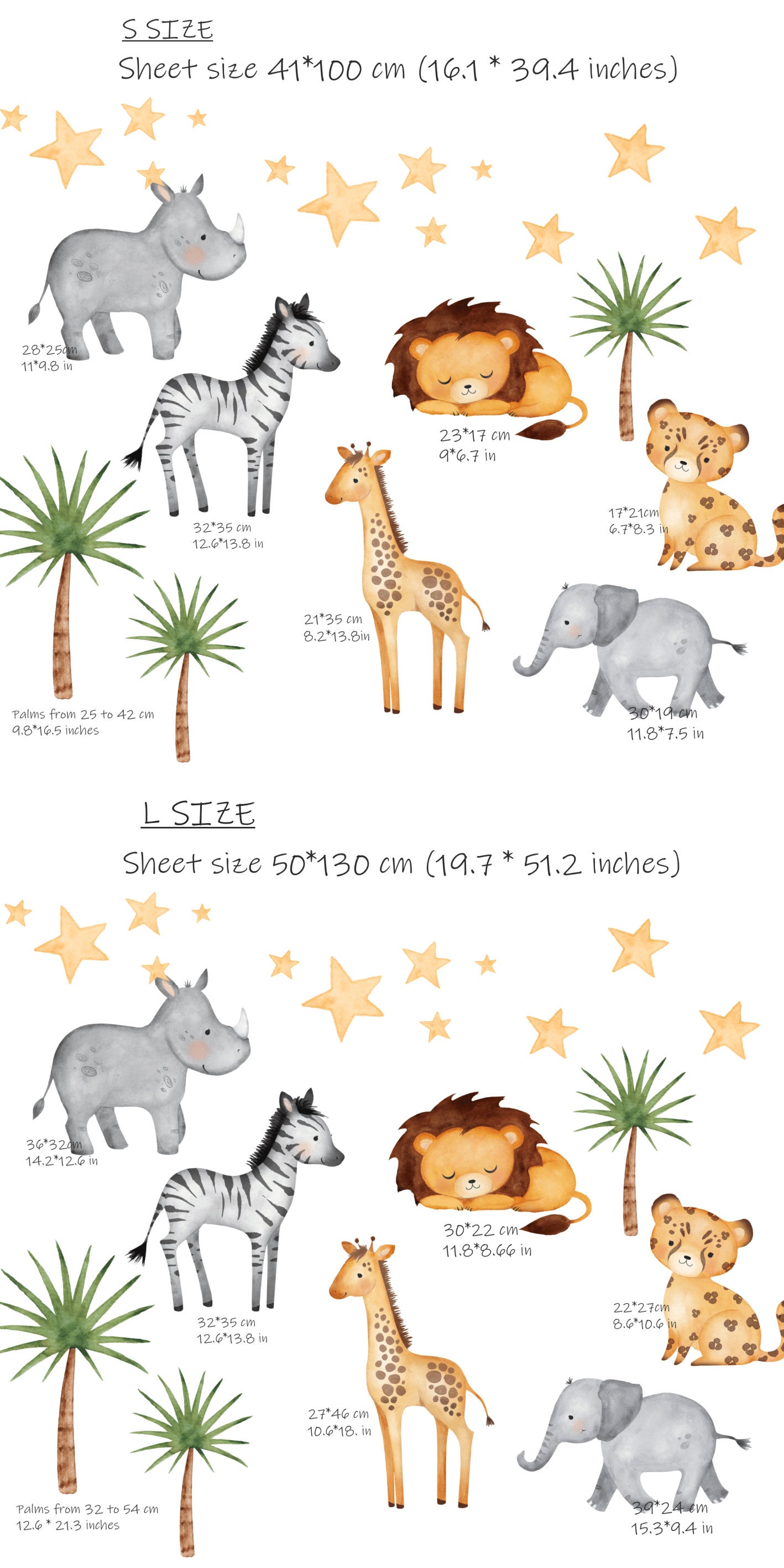 Safari Animals Nursery Wall Decal Jungle Animals Wall - Etsy