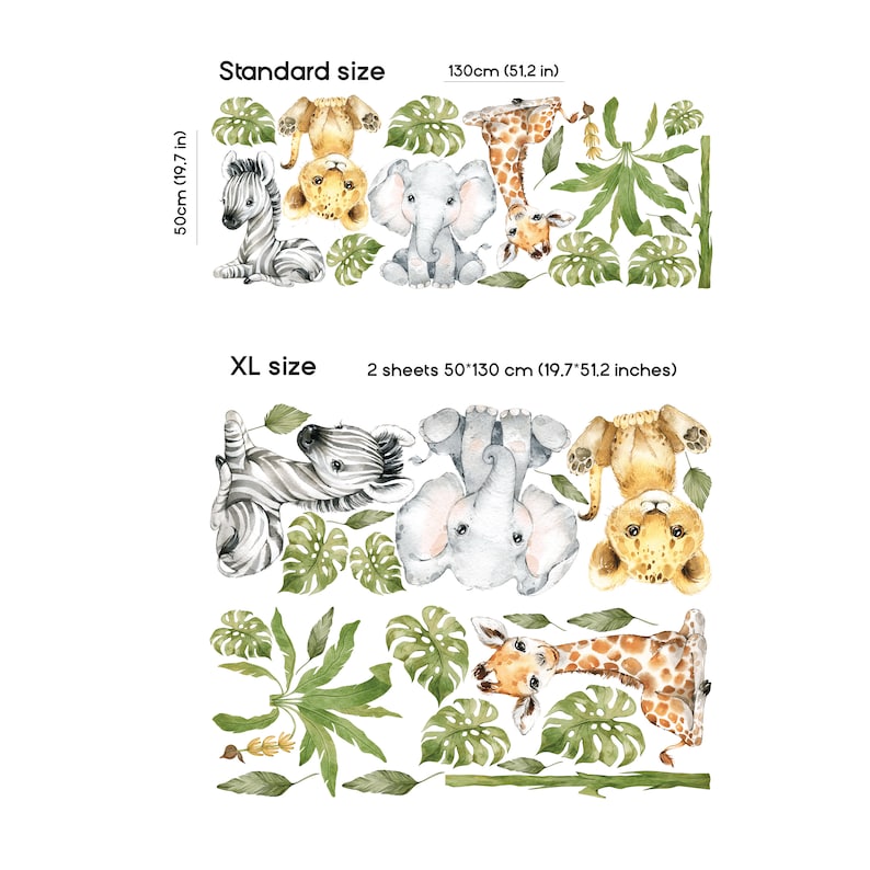 Safari Animals Wall Decal Nursery Wall Decal Jungle Animals Etsy