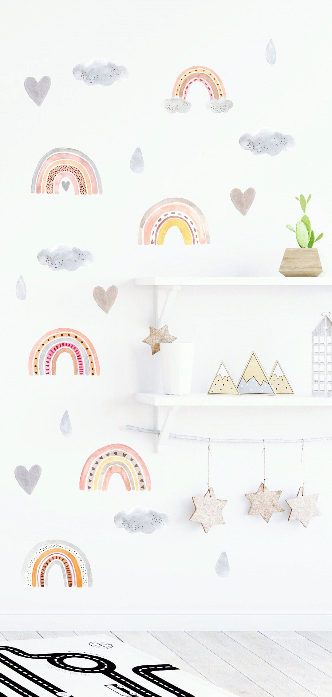 Rainbow Wall Decal, Nursery Wall Decal, Multi Colored Watercolor ...