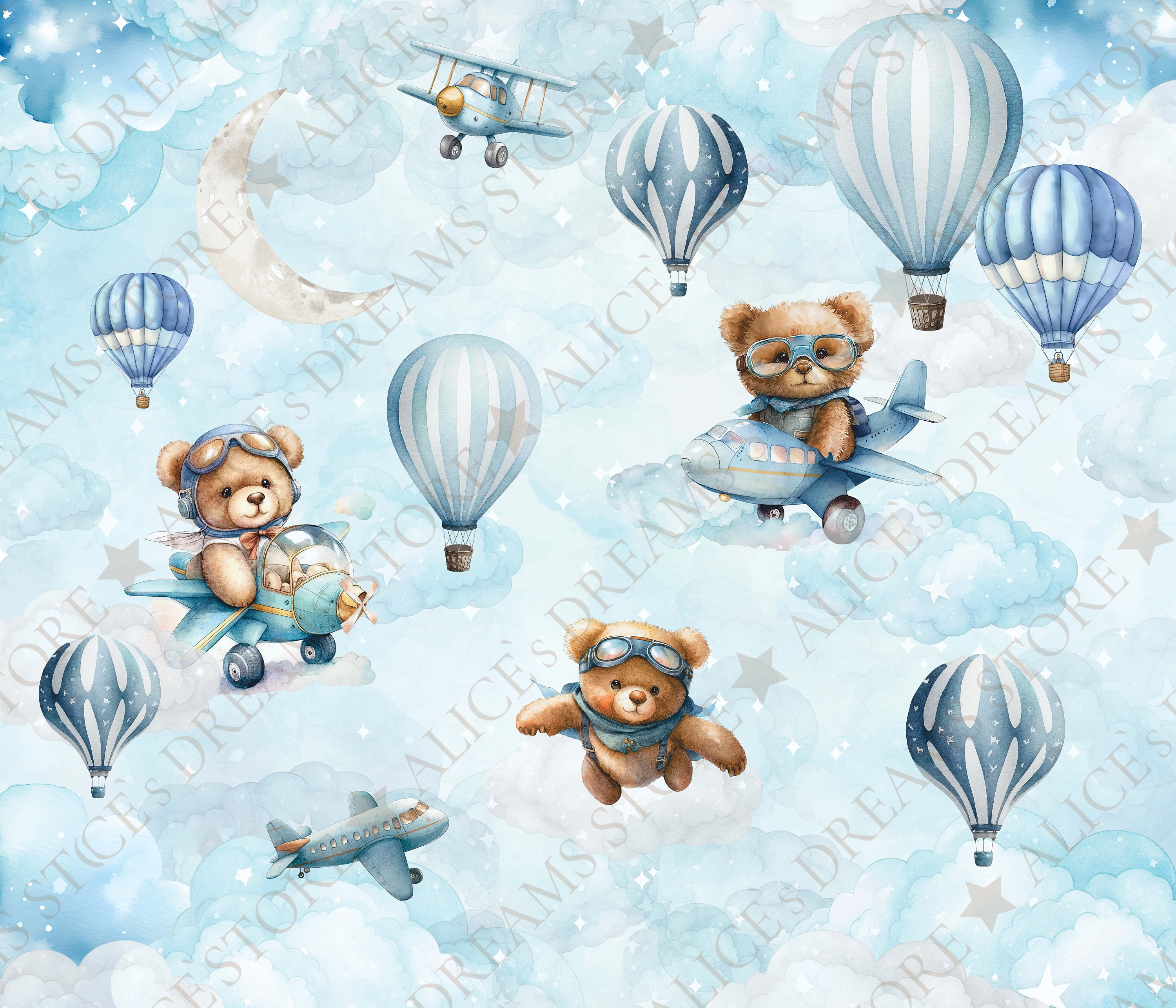 Stampa artistica di un bombardiere kawaii: aeroplano sorridente, decorazione per la cameretta dei bambini (download digitale