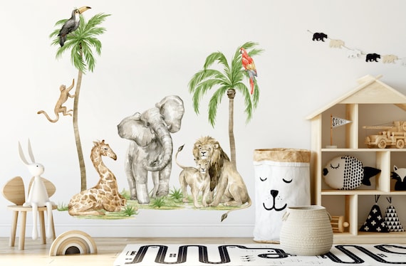 Safari dieren Kinderkamer muursticker Jungle - Etsy België