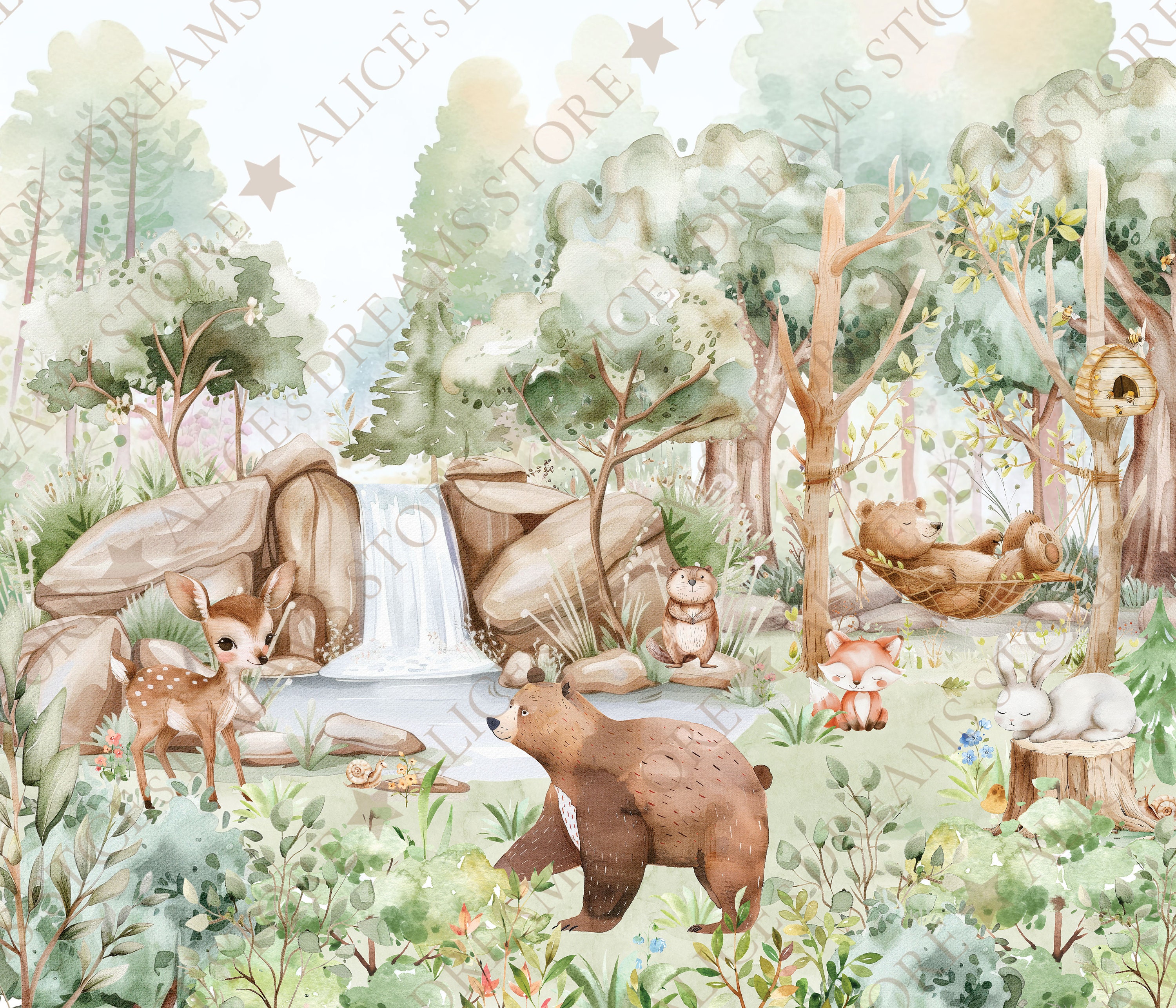 Set di 6 stampe con animali della foresta per la cameretta dei