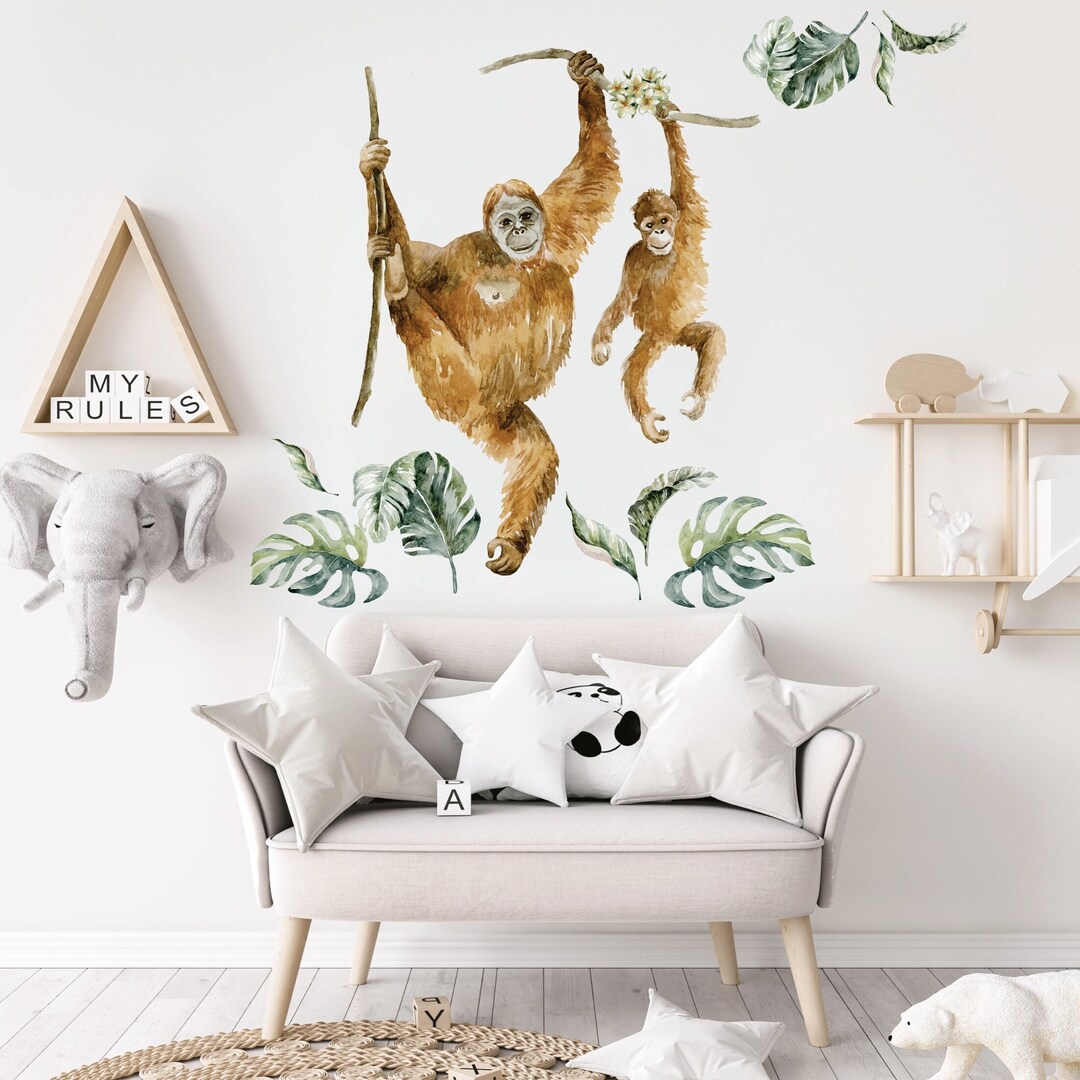 Safari Animals Wall Decal, Nursery Wall Decal, Jungle Animals, Tropical