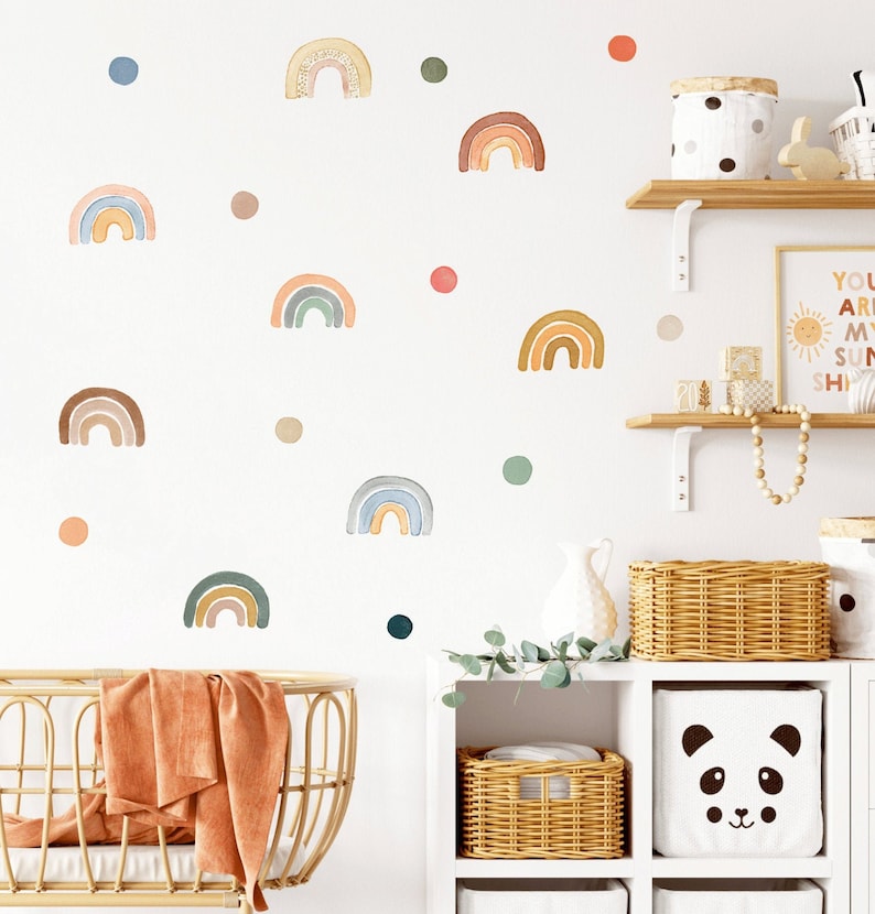Rainbow Wall Decal Nursery Wall Decal Watercolor Rainbow Etsy