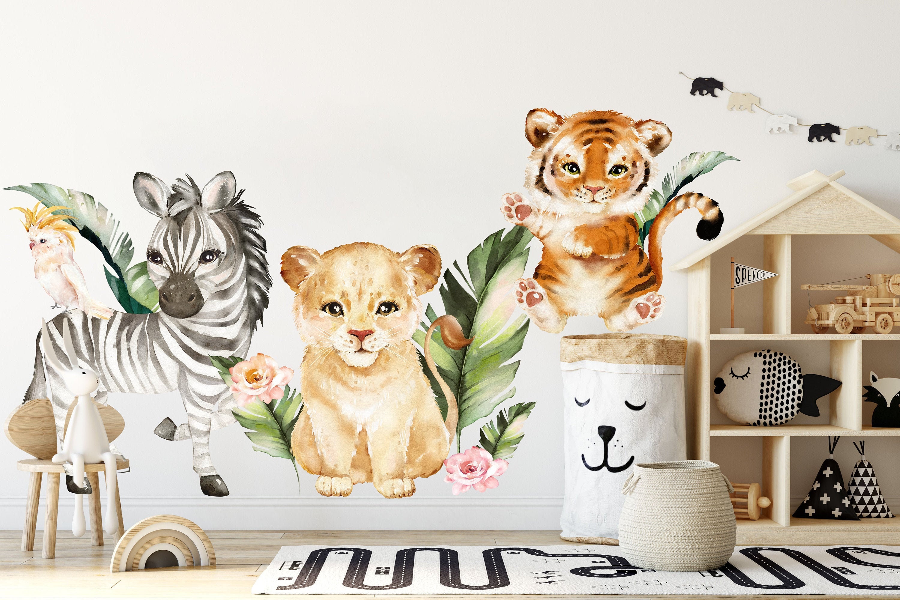 Safari Animals Nursery Wall Decal Jungle Animals Stickers - Etsy