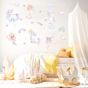 Fairy Nursery Wall Decal, Unicorn Wall Sticker, Princess Wall Decor ...