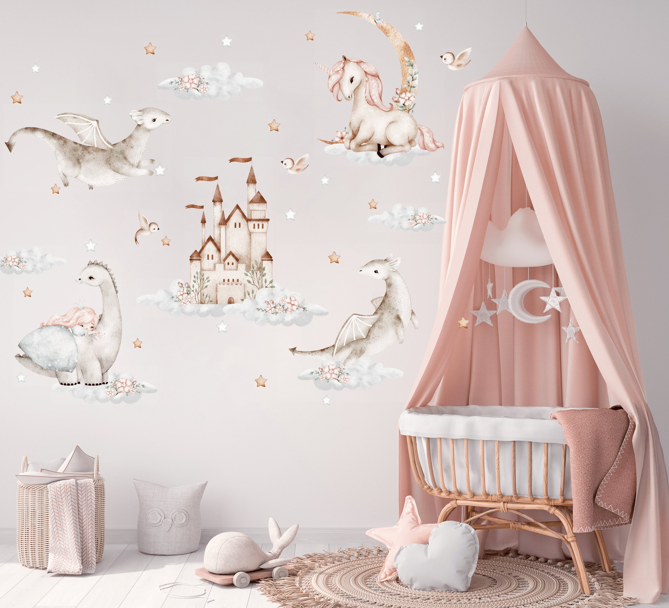 Fairy Nursery Wall Decal, Unicorn Wall Sticker, Princess Wall Decor ...