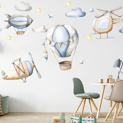 Wall Stickers Decal Hot Air Balloon Animal Party Nursery Kids Etsy