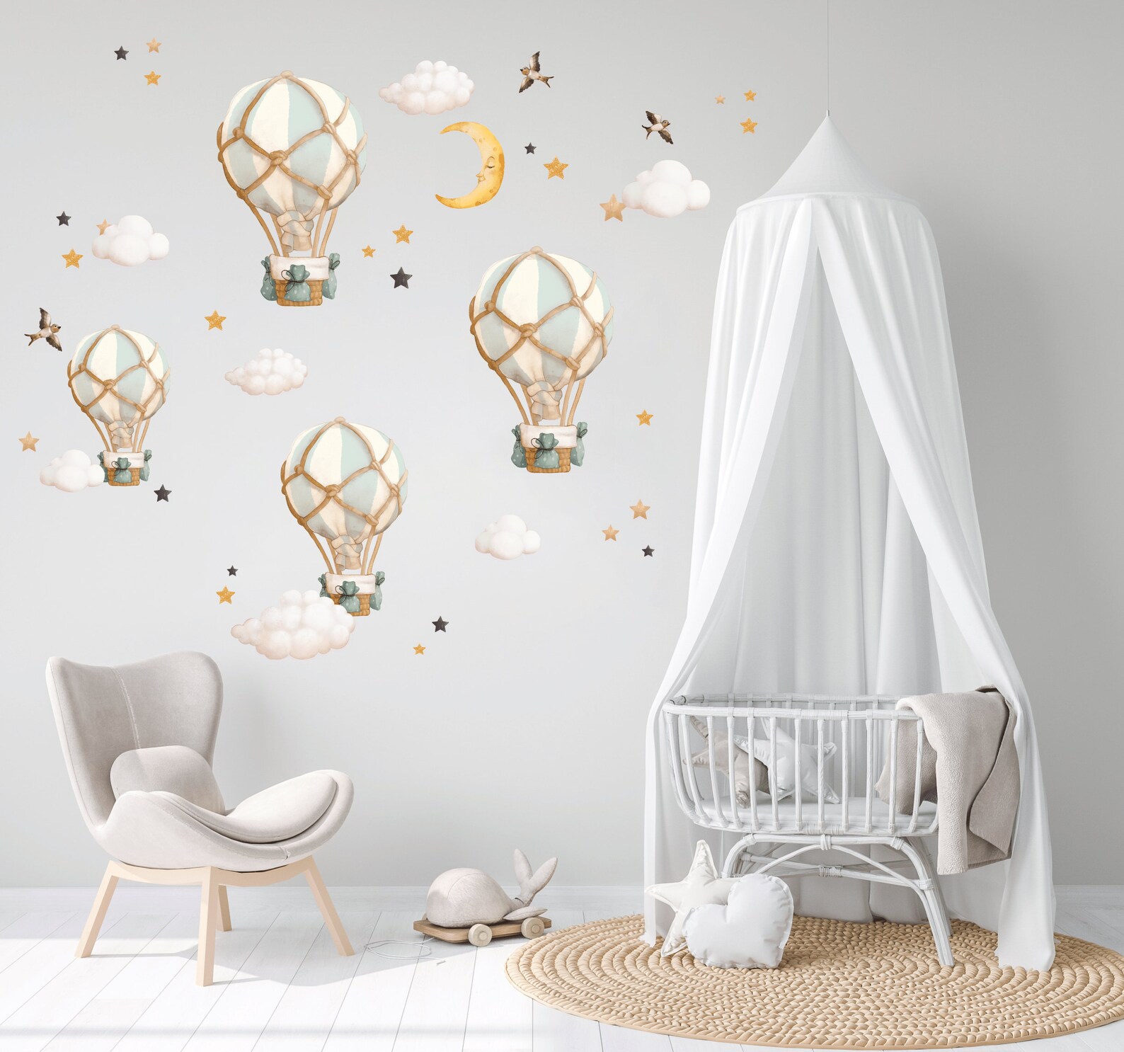 Hot Air Balloon Nursery Wall Decal, Watercolor Hot Air Balloons Wall ...