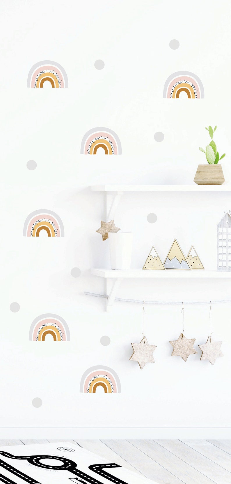 Rainbow Wall Decal Nursery Wall Decal Neutral Watercolor Etsy